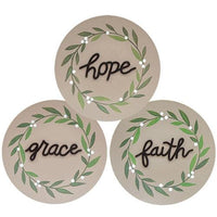 Grace Faith Hope Vine Plate 3 Asstd - The Fox Decor