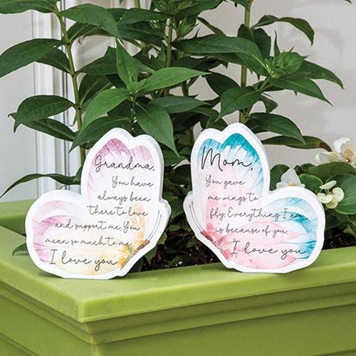 Grandma Mom Watercolor Butterfly Sitter 2 Asstd - The Fox Decor