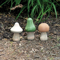 3 Set Distressed Wooden Natural Color Mushrooms - The Fox Decor