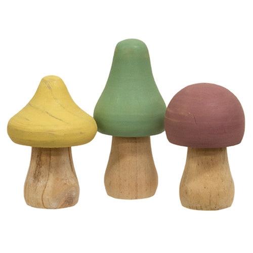 3 Set Wooden Mushrooms - The Fox Decor