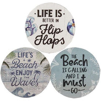 Beach Sayings Round Magnet 3 Asstd - The Fox Decor