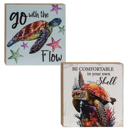 Chill Turtle Sayings Square Block 2 Asstd - The Fox Decor