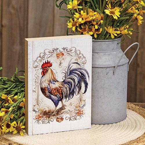 Floral Framed Rooster Block - The Fox Decor