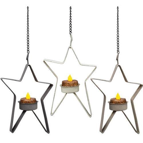 Farmhouse Colors Star Tealight Holder 3 Asstd - The Fox Decor