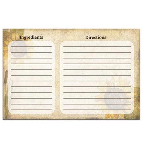 24 Pkg Sunflower Recipe Cards - The Fox Decor