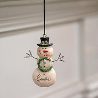 Love Resin Snowman w Wreath Ornament - The Fox Decor