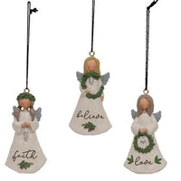 3 Set Believe Love Faith Resin Angel Ornaments - The Fox Decor