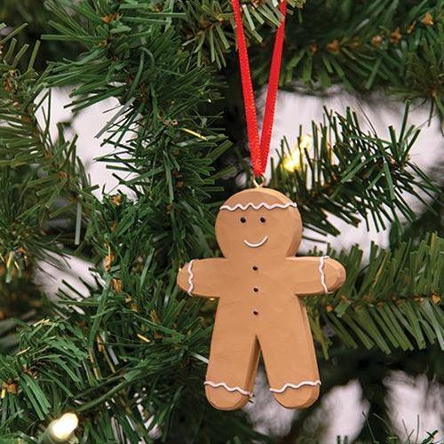Resin Baby Gingerbread Cookie Ornament w Red Hanger - The Fox Decor