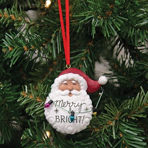 Merry & Bright Resin Santa Ornament - The Fox Decor