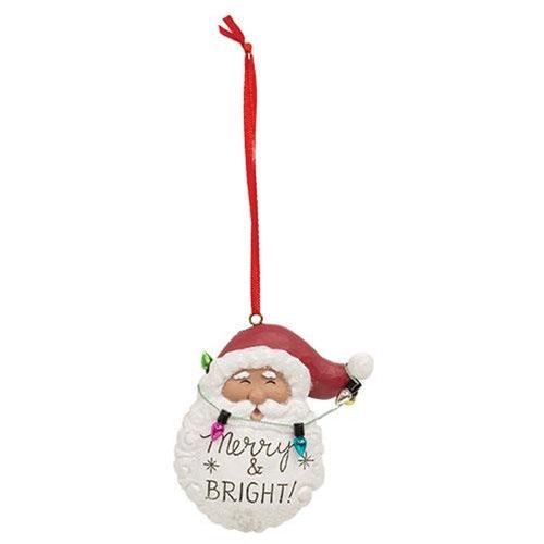Merry & Bright Resin Santa Ornament - The Fox Decor