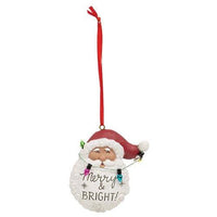 Merry & Bright Resin Santa Ornament - The Fox Decor