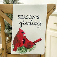 Season's Greetings Cardinal Dish Towel - The Fox Decor