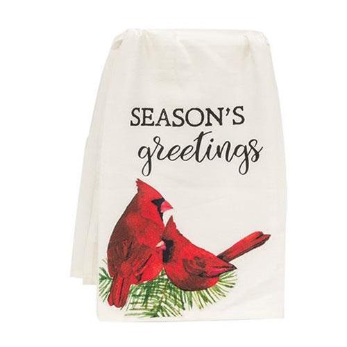 Season's Greetings Cardinal Dish Towel - The Fox Decor