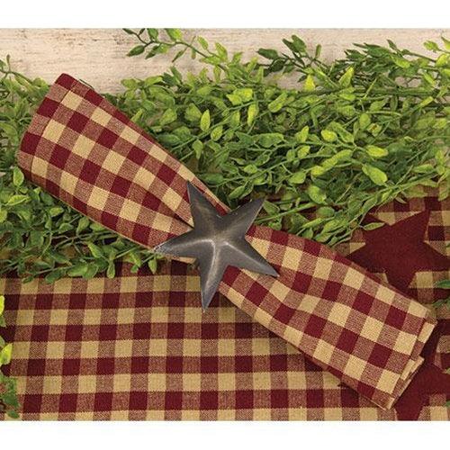 Burgundy & Tan Check Fabric Napkin - The Fox Decor