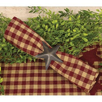 Burgundy & Tan Check Fabric Napkin - The Fox Decor