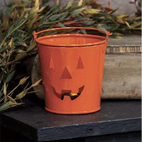 Orange Jack Face Metal Bucket - The Fox Decor