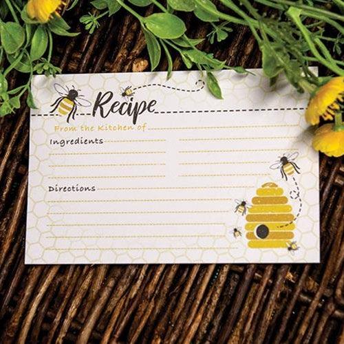 24 Pkg Bee Recipe Cards - The Fox Decor