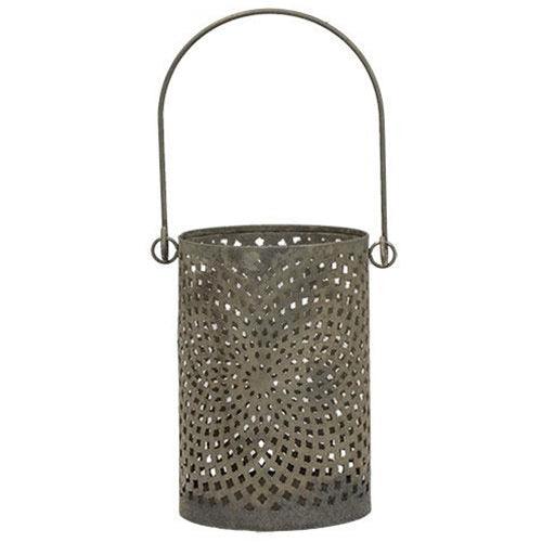 Antiqued Gray Can Lantern 45H - The Fox Decor
