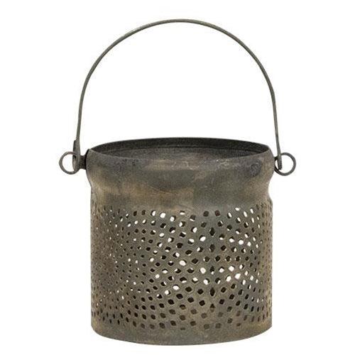 Antiqued Gray Can Lantern 3 - The Fox Decor