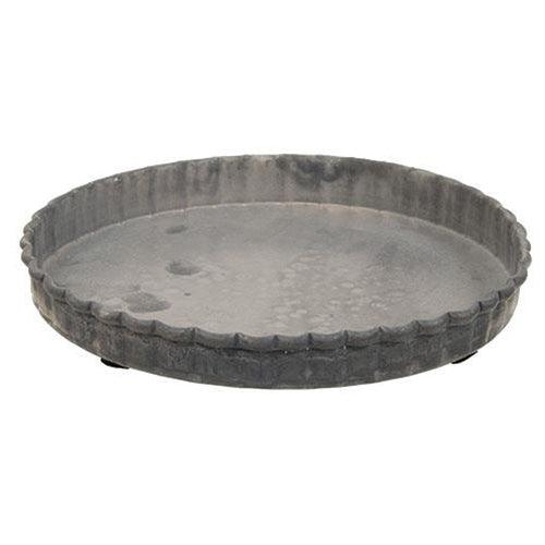 Antiqued Gray Fluted Candle Pan 5 - The Fox Decor