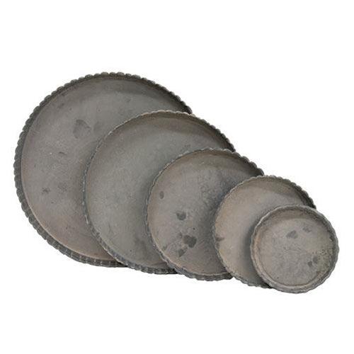 Antiqued Gray Fluted Candle Pan 5 - The Fox Decor