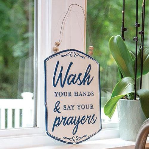 Wash Your Hands & Say Your Prayers Metal Hanging Sign - The Fox Decor