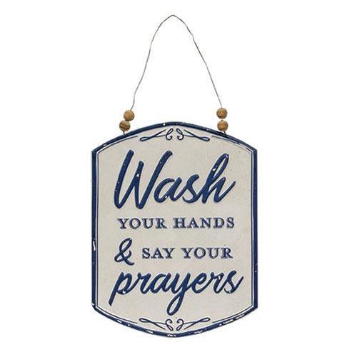 Wash Your Hands & Say Your Prayers Metal Hanging Sign - The Fox Decor