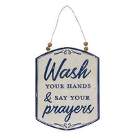 Wash Your Hands & Say Your Prayers Metal Hanging Sign - The Fox Decor