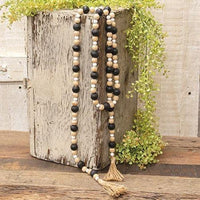 Black Natural White Wooden Bead Garland 57L - The Fox Decor