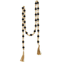 Black Natural White Wooden Bead Garland 57L - The Fox Decor