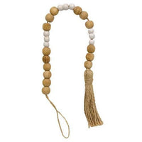 Natural & White Wooden Bead Garland 19L - The Fox Decor