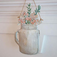 Floral Jar with Handle Metal Hanging Sign - The Fox Decor