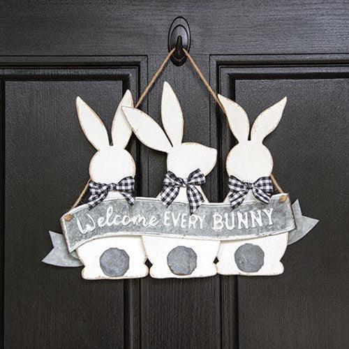 Welcome Every Bunny Metal Hanging Sign - The Fox Decor