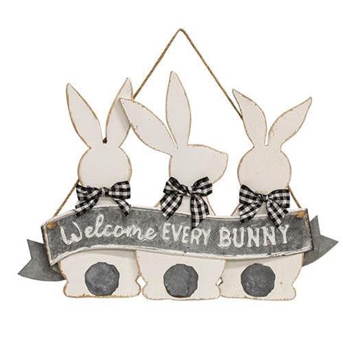 Welcome Every Bunny Metal Hanging Sign - The Fox Decor