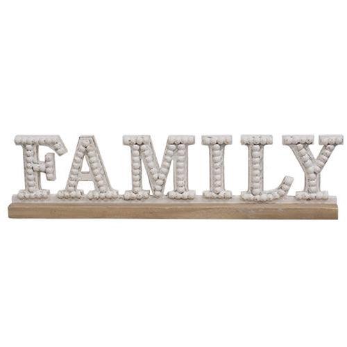 Family Beaded White Wood Sitter - The Fox Decor