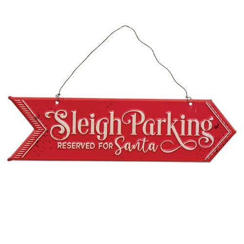 Reindeer & Sleigh Parking Metal Hanging Sign 2 Asstd - The Fox Decor