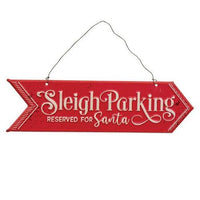 Reindeer & Sleigh Parking Metal Hanging Sign 2 Asstd - The Fox Decor