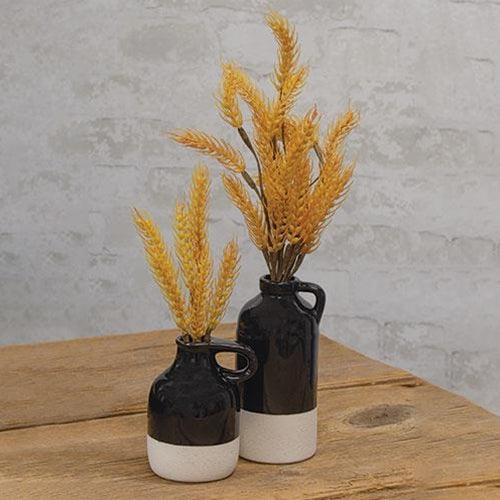 2 Set Black Glazed Ceramic Jug Vases - The Fox Decor