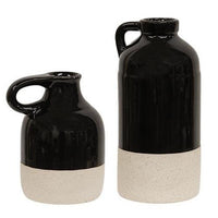 2 Set Black Glazed Ceramic Jug Vases - The Fox Decor