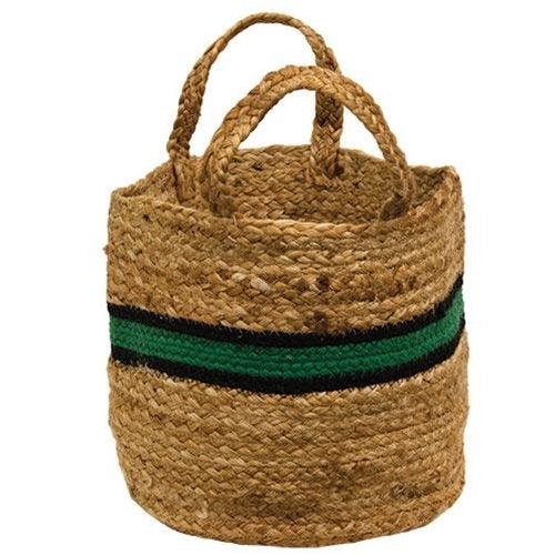 3 Set Bold Striped Jute Containers - The Fox Decor