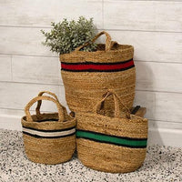 3 Set Bold Striped Jute Containers - The Fox Decor