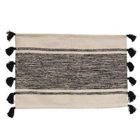 Black Striped Tassel Rug - The Fox Decor