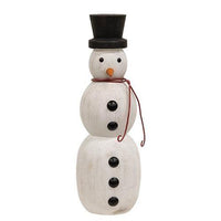 3 Set Wooden Spindle Snowmen w Top Hats - The Fox Decor