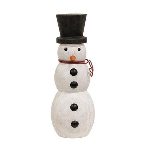 3 Set Wooden Spindle Snowmen w Top Hats - The Fox Decor