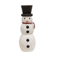 3 Set Wooden Spindle Snowmen w Top Hats - The Fox Decor