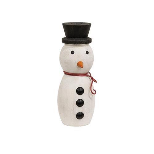 3 Set Wooden Spindle Snowmen w Top Hats - The Fox Decor