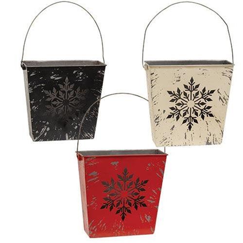 Distressed Metal Snowflake Pocket 3 Asstd - The Fox Decor