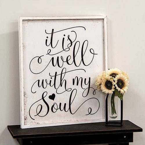 It Is Well With My Soul Distressed Framed Sign - The Fox Decor