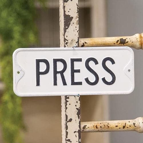 Press Farmhouse Metal Sign - The Fox Decor