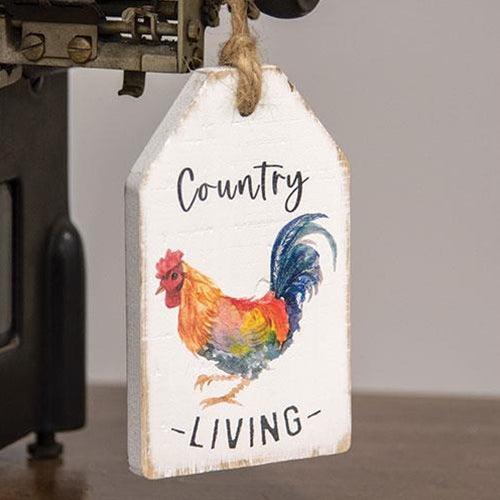 Country Living Rooster Wood Tag - The Fox Decor